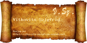 Vitkovits Szigfrid névjegykártya